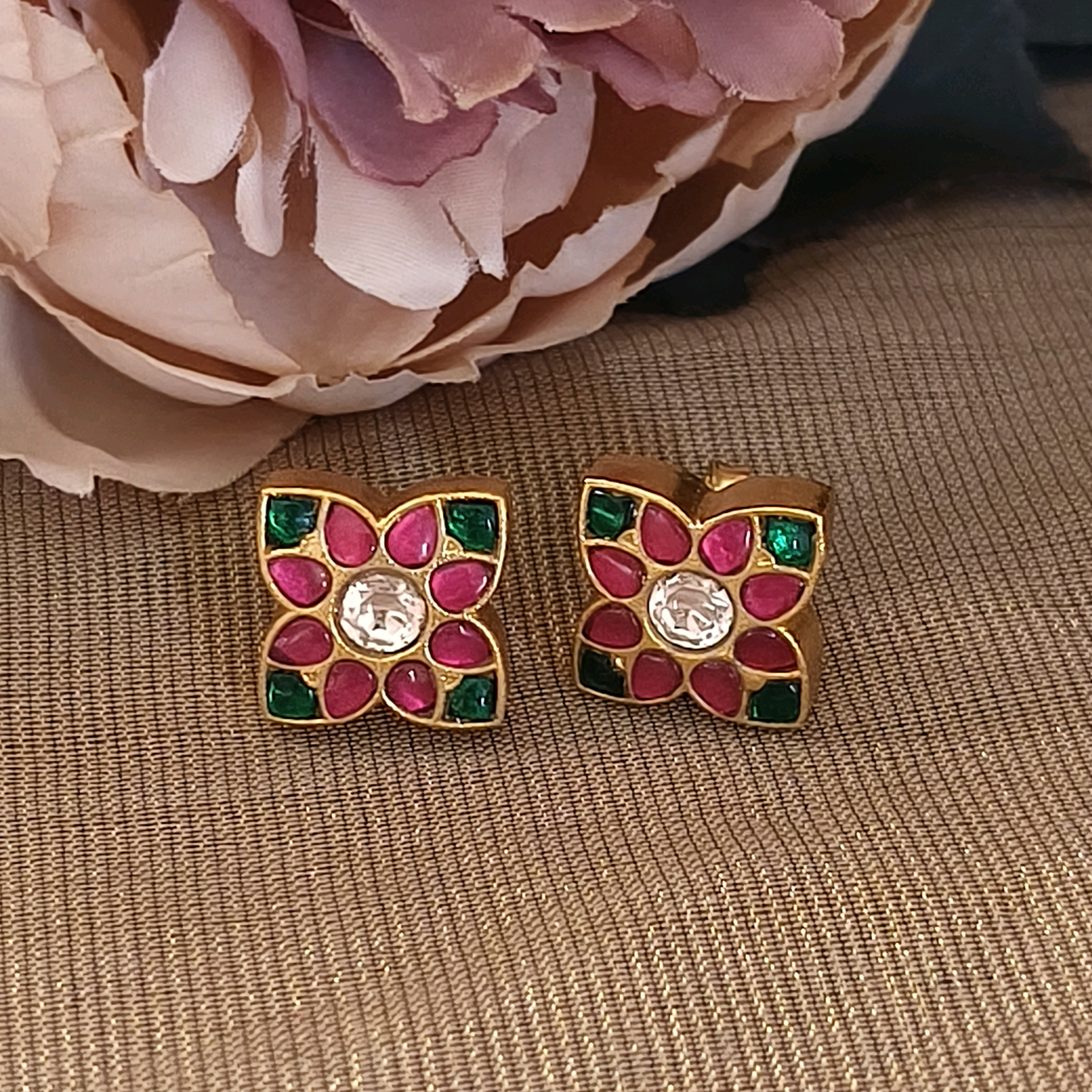 Multi Color Gharana Kundan Studs